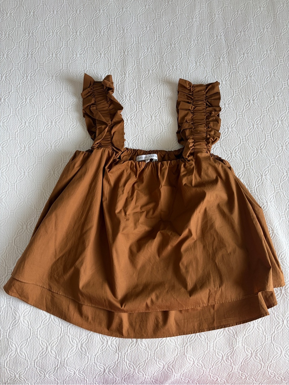 English Factory Ruffled Strap Crop Top - Rust